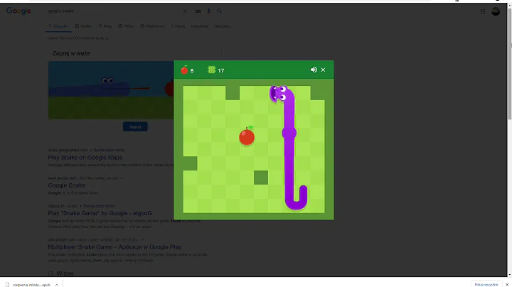 google snake 17 pts - mode wall/speed fast/small map