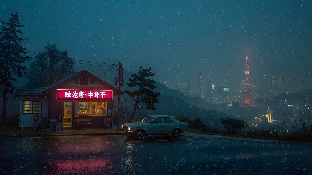 80s Roadside Rain Café 🌧️ Tokyo Nostalgia Lofi for Focus & Productivity