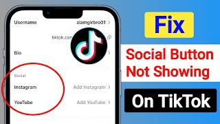 How to Fix Social Button Not Showing In TikTok 2024 | Can't Link Instagram And YouTube On Tiktok screenshot 2