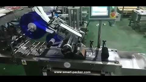 Automatic empty bag paging feeding top labeling machine testing video
