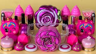 Navy PINK SLIME 🩷 Mixing makeup and glitter into Clear Slime. Satisfying Slime Videos 1080p.
