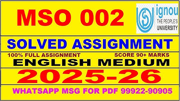 MSO 002 solved assignment 2025-26 in English || mso 002 solved assignment 2026 || mso2 2025-26