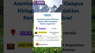 American Express off Campus Hiring |Talent Acqusition Partner|Apply Now|