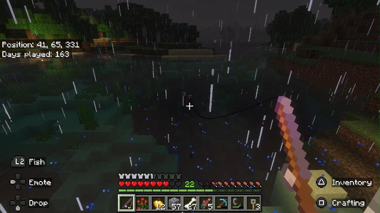 Minecraft. Hypnotic , fishing in the rain - YouTube