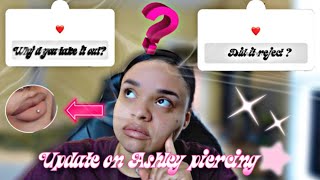 UPDATE ON MY ASHLEY PIERCING ♡ | why i took it out | Kayy Lovee