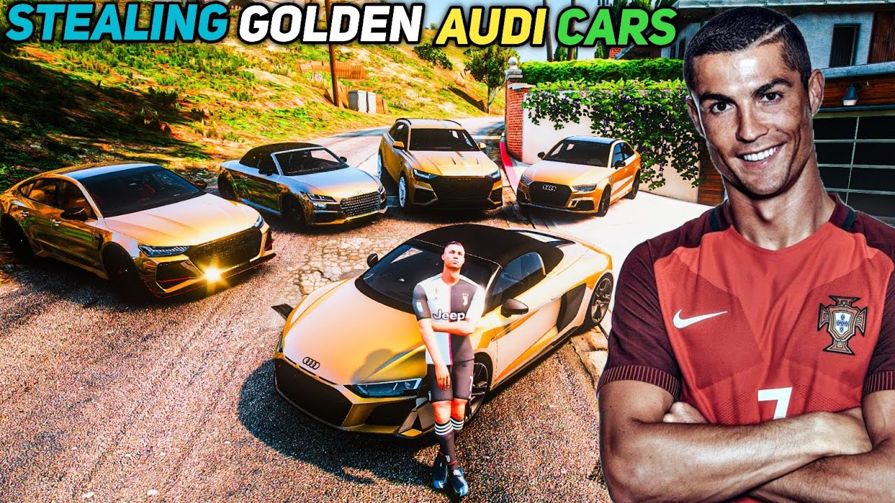 Gta 5 - Stealing Luxury Golden Audi Cars With Cristiano Ronaldo (Real Life Cars #44)