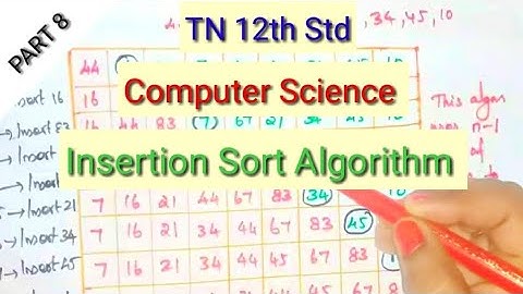 12th Std|Computer Science| Insertion Sort Algorithm |TN New Syllabus |Shyni Pradeep