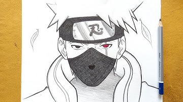 How to draw Kakashi hatake step by step with sharingan || Easy anime drawing ideas for beginners