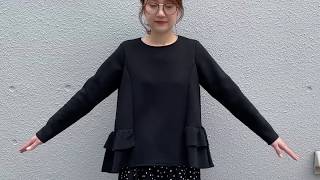 131240　【日本製】裾フリルダンボールニットプルオーバー