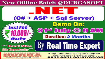 .NET (C# + ASP + Sql Server) Offline Training @ DURGASOFT
