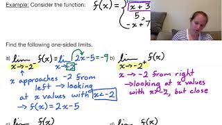 Section 1.4, part 3: One-Sided Limits and Piecewise Functions