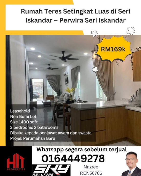 Rumah Teres Setingkat Luas di Seri Iskandar – Perwira Seri Iskandar
