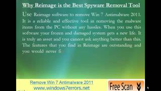 Remove Win 7 Antimalware 2011