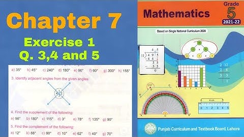 Class 5 Math | Chapter 7 Exercise 1 | Q 3,4 & 5 | Angles Supplement Compliment angle | Ilmi darasgah