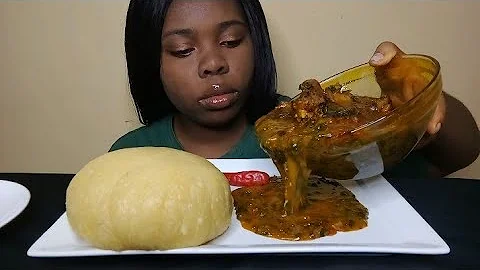 asmr mukbang ogbono soup with garri fufu | Nigerian food mukbang