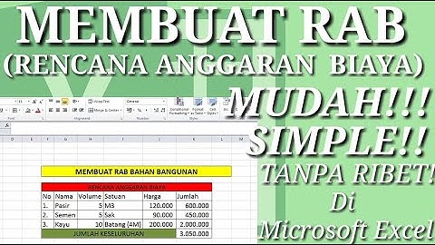 Membuat RAB di Excel dengan Cepat