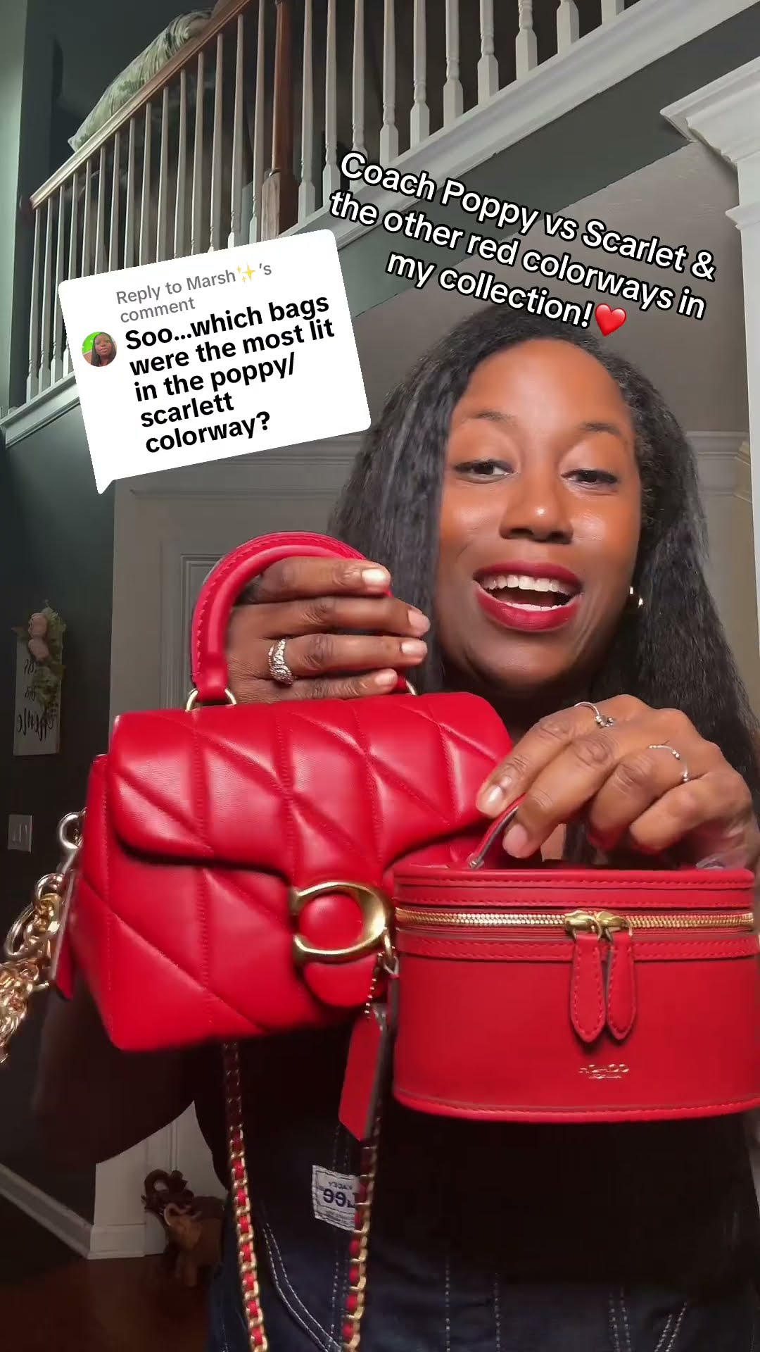 Coach Poppy vs Scarlet & other red color ways in my collection