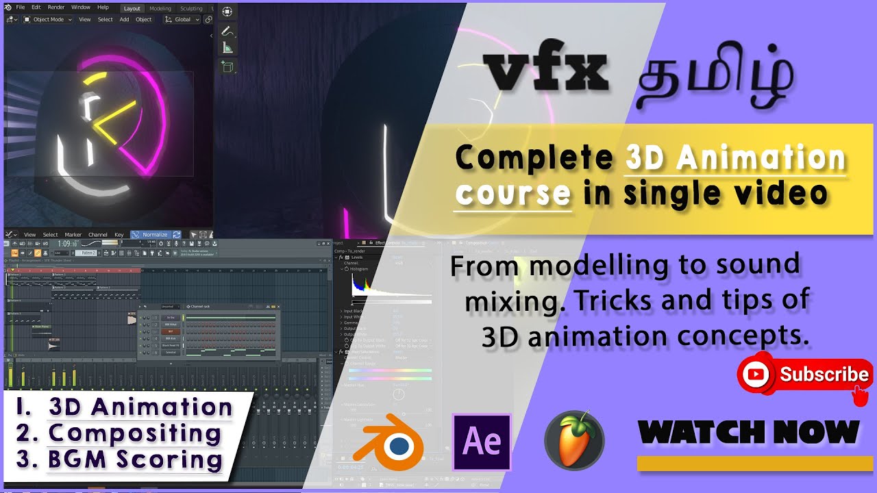 Free 3D Title animation course with Music Composing | Blender | After Effects | FL Studio 