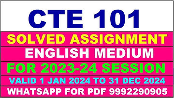 cte 101 solved assignment 2023-24 | cte 101 solved assignment in english 2024 | cte 101 2024