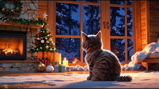 Cozy Winter Ambience | Snowstorm Sounds with Fireplace Crackling | Crackling Fire Sounds for Sleep