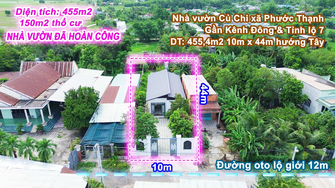 4,2 tỷ - CC074 Nhà vườn Củ Chi 10x44 xã Phước Thạnh dân cư đông đúc đã hoàn công có 150m2 thổ cư