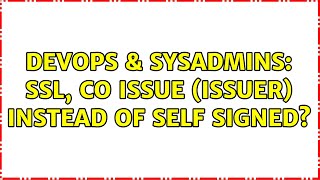 Famous DevOps & SysAdmins: ssl, co issue (issuer) instead of Self Signed? Wealth
