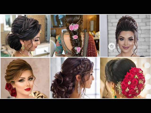 Indian bride's bridal reception hairstyle by Swank Studio. Find us at  https://www.facebook.com/Sw… | Indian bridal hairstyles, Wedding guest  hairstyles, Hair styles