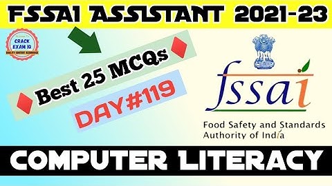 FSSAI Computer Literacy MCQs | DAY-119 | FSSAI Assistant Re-Exam 2023 | Previous Year Questions