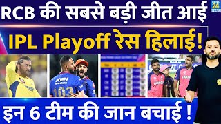 IPL Points Table 2024 : RCB की Super Win, Playoff Race हिली | CSK | RR | Scenario | Virat | DC | LSG