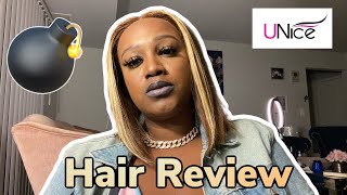 *Update* UNice Wig Review and Install | Honey Blonde Highlight Lace Frontal Bob | Install Over Locs