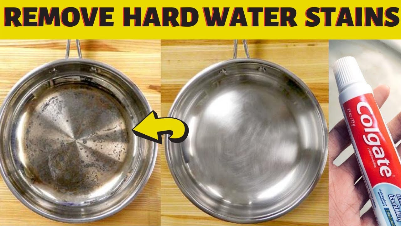 How to remove hard water mineral deposits stains from stainless steel  utensils easily