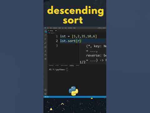 Descending Sort in Python | #shorts - YouTube