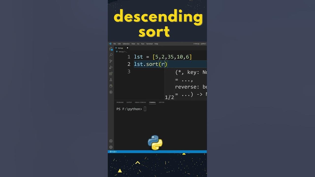 Descending Sort in Python | #shorts - YouTube