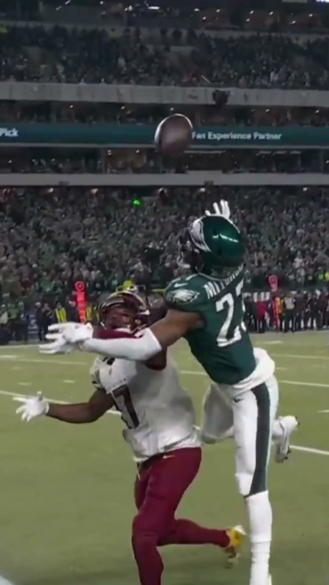 Quinyon Mitchell PICKS OFF Jayden Daniels in the end zone!!! ?? Eagles vs Commanders Highlights