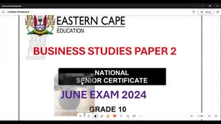 Business Studies Grade 10 Paper 2 June 2024 Term 2