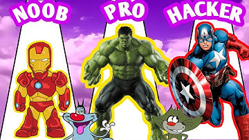 Noob Vs Pro vs Hacker in Superhero fall||oggy and jack||oggy game