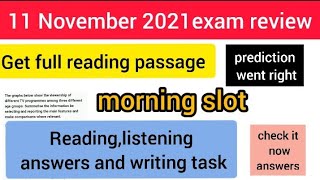 11 November 2021 morning slot reading listening answers with writing task complete review