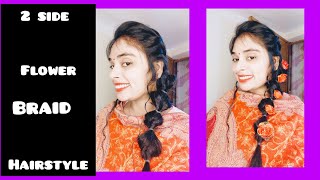 Side Flower easy braid hairstyles for bigger girls ?❤️ ||wedding gest Hairstyle ||Meenu kumari