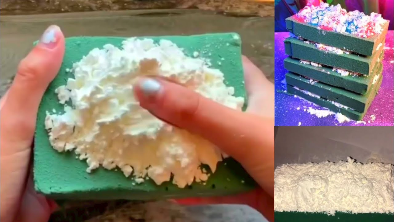 CORNSTARCH FLORAL FOAM | squeaky asmr - cornstarch with floral foam |