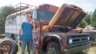 WE got the SKOOLIE HOME!! | 1964 CHEVY C50 | classic School bus build