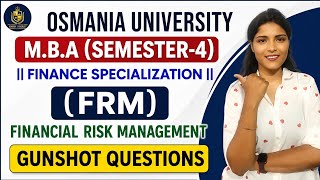 FRM | FINANCIAL RISK MANAGEMENT | IMPORTANT QUESTIONS | MBA | SEM-4 | O.U | 2026 @shivanipallela