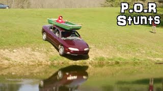 Boat On Car Stunt Goes Perfectly