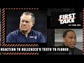 Stephen A. reacts to Brian Flores' texts from Bill Belichick | First Take