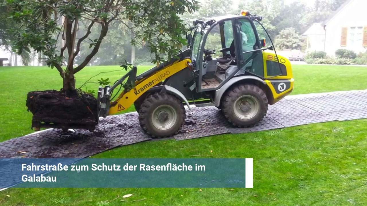 Fahrstraße zum Schutz der Rasenfläche im Galabau - YouTube