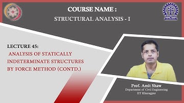 Lecture 45 : Analysis of Statically Indeterminate Structures by Force Method (Contd.)