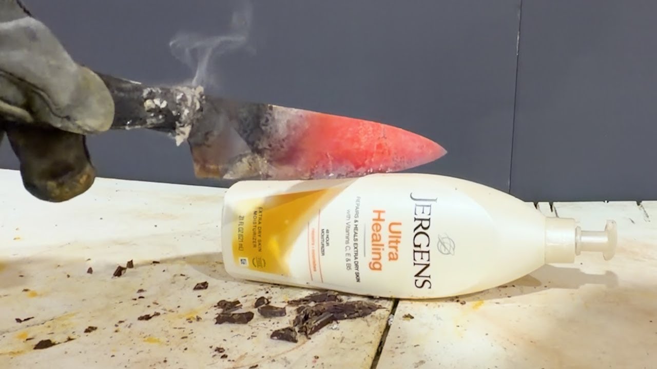 LOTION bottle VS extremely hot knife