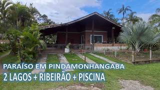 🌿 ESPETACULAR CHÁCARA EM PINDAMONHANGABA 4.299m², 2 Lagos, Ribeirão, Piscina e Casa Sede Completa