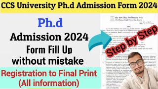 CCS University PhD Admission 2024 | How to Fill CCSU PhD Admission form 2024 | NET JRF GATE Others