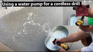 Using a water pump for a cordless drill, drillpump, empty part of a 5 gallon bucket