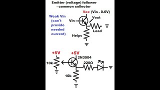 How to read schematic diagrams 06 emitter follower aka common collector using NPN BJT 2N3904